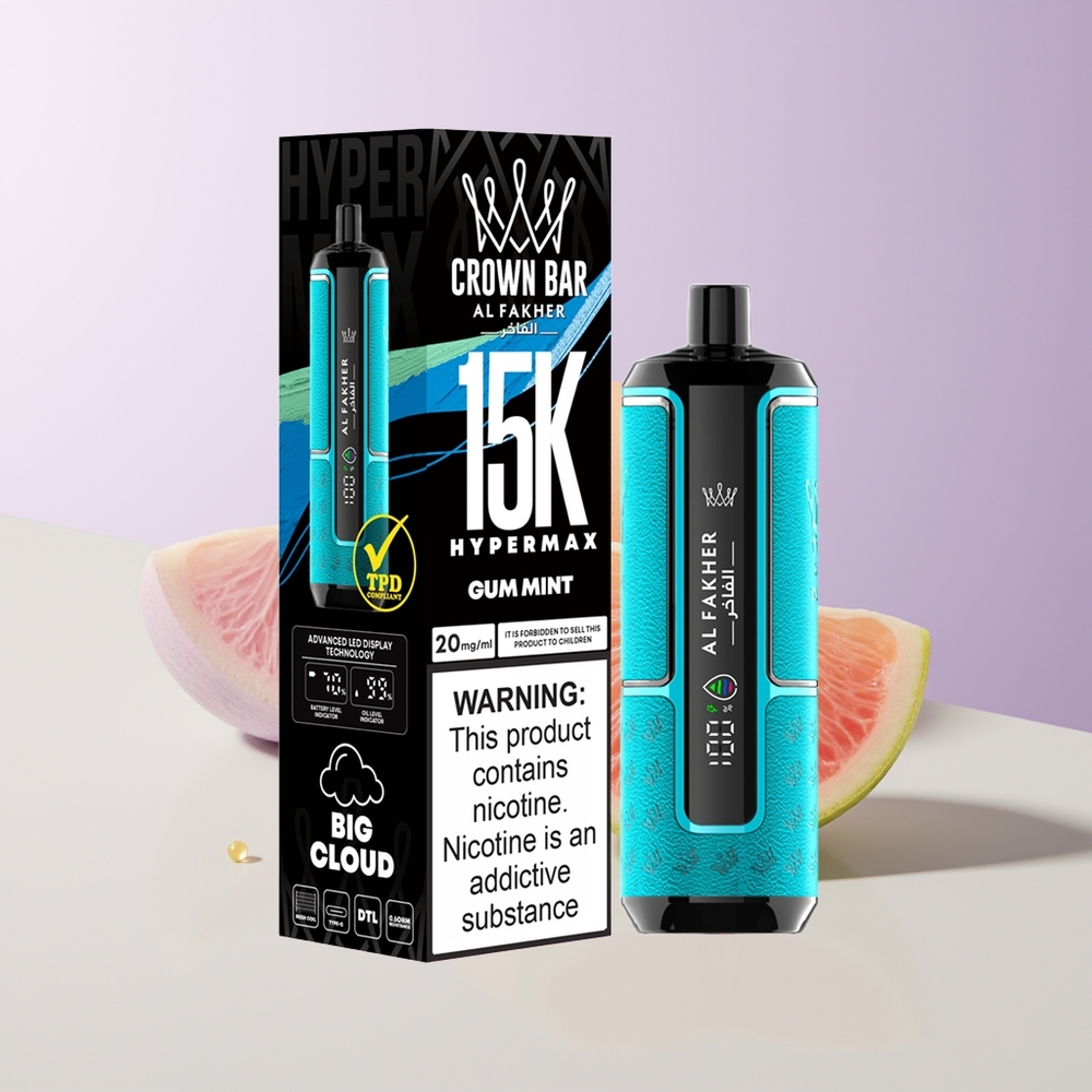 Al Fakher Crown Bar 15K Chicle Menta Hipermax Desechable Chile Por Mayor