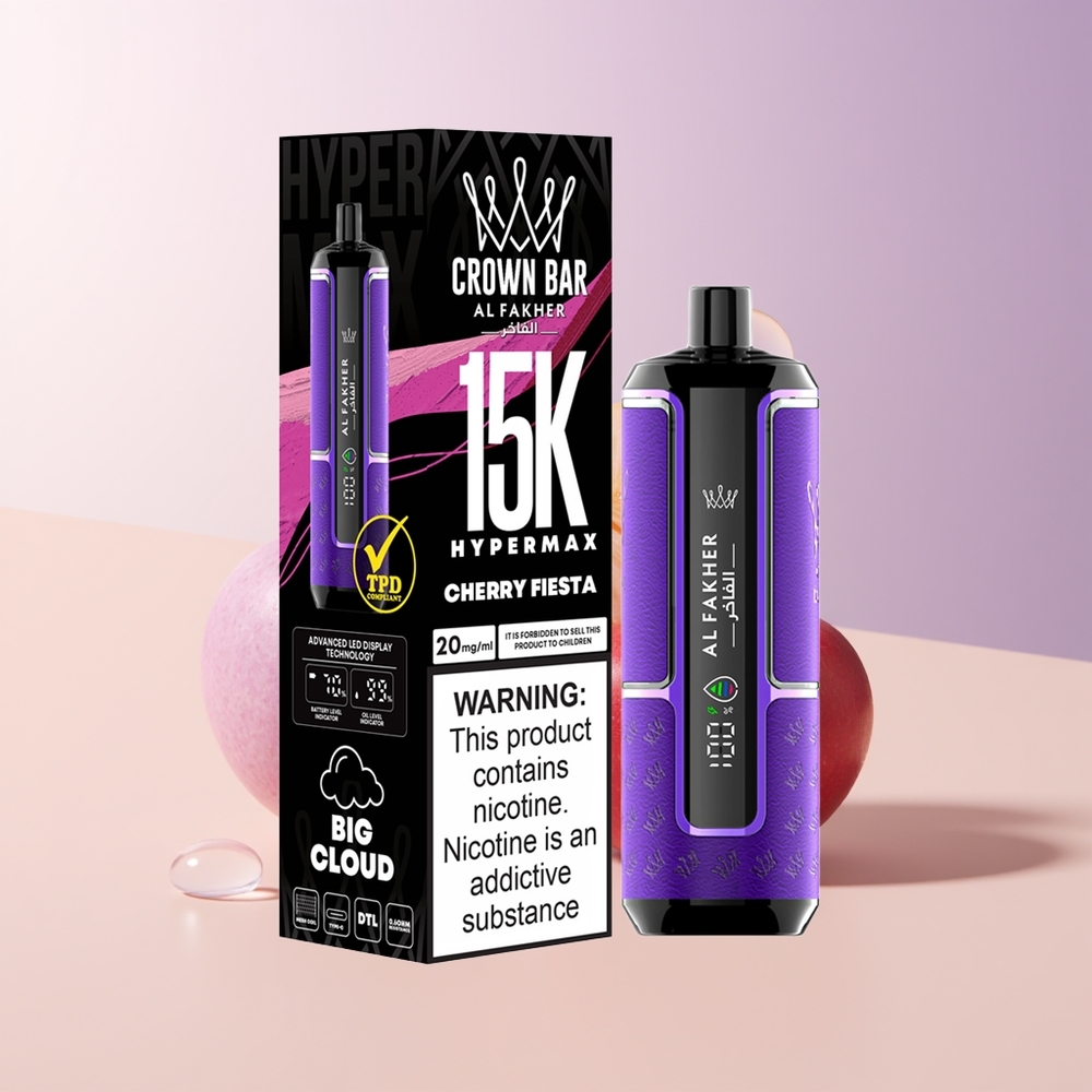 Al Fakher Crown Bar 15K Hipermax Desechable Kit Cereza Fiesta Chile Por Mayor