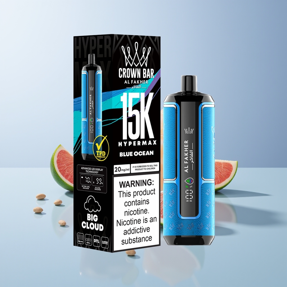 Al Fakher Crown Bar 15K Hipermax Desechable Vape Kit Océano Azul Chile Por Mayor