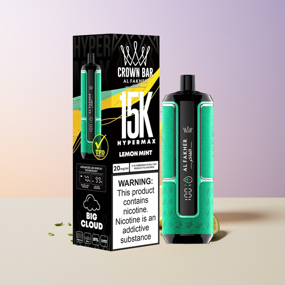 Al Fakher Crown Bar 15K Limón Menta Compacto Chile Por Mayor