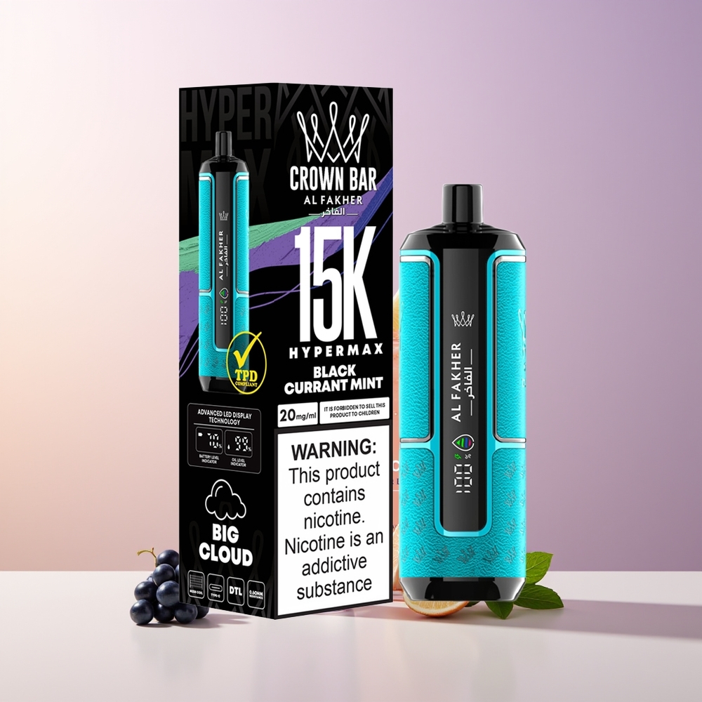 Al Fakher Crown Bar 15K Zarzamora Menta Desechable Chile Por Mayor