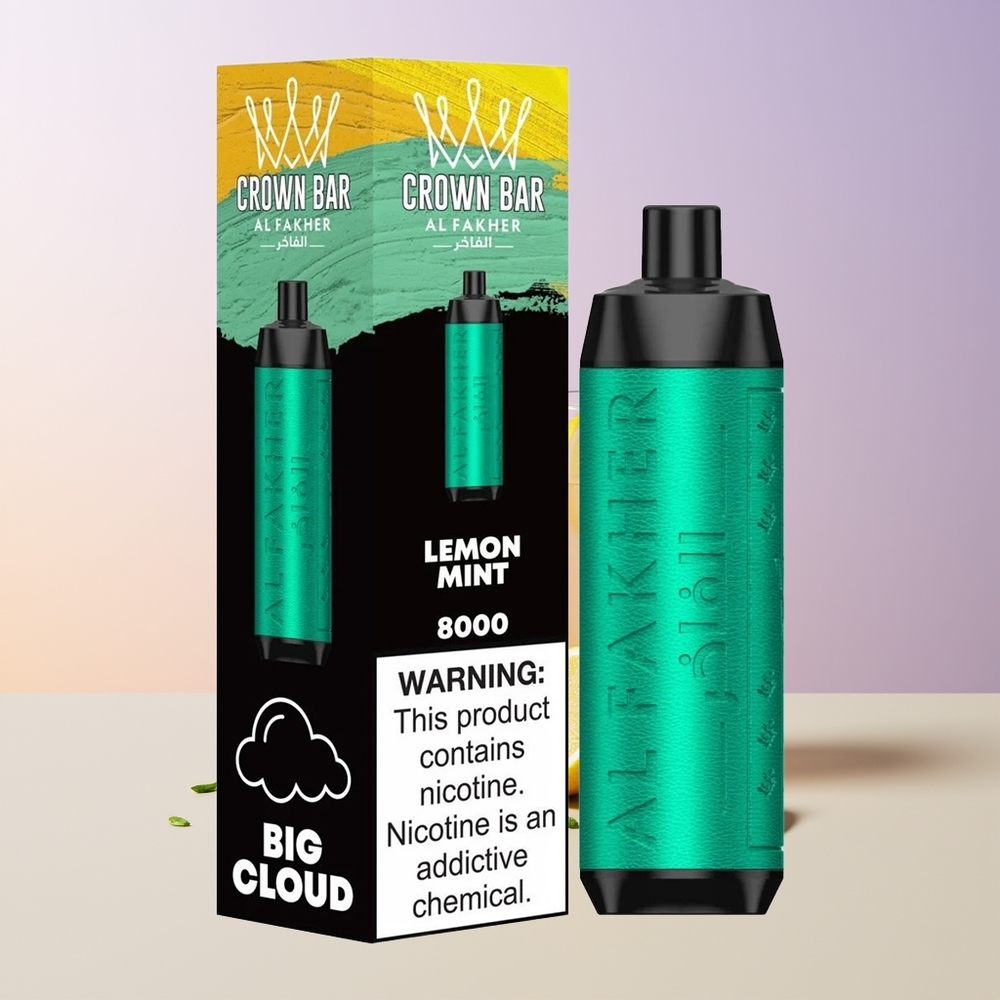 Al Fakher Crown Bar 8000 Crystal Vape Desechable Limón Menta USB Type-c Chile Por Mayor