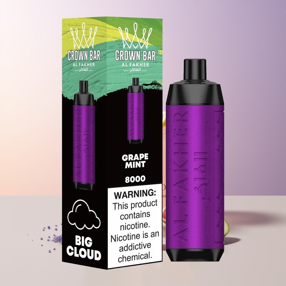 Al Fakher Crown Bar 8000 Puffs Uva Menta Compact And Sleek Chile Por Mayor