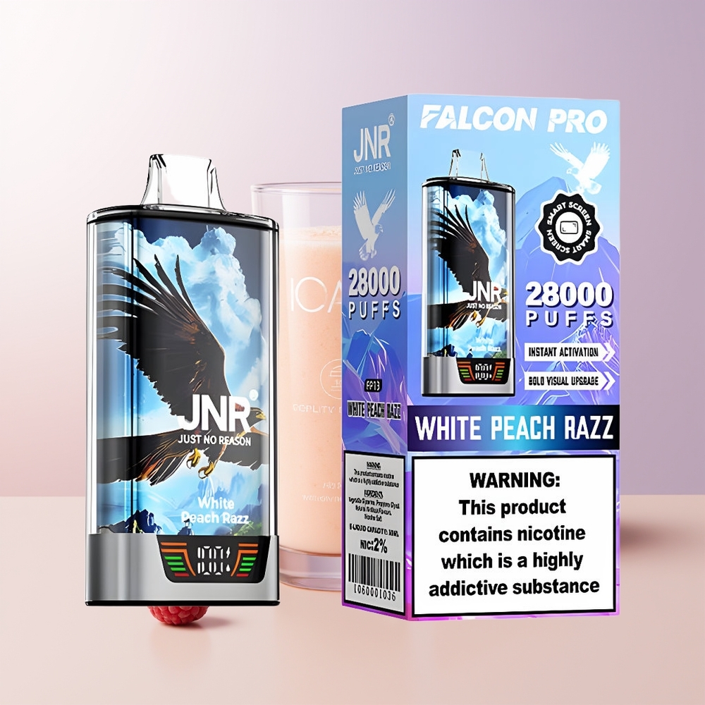JNR Falcon Pro 28000 Puffs Durazno Blanco Frambuesa Dual Mesh Chile Por Mayor