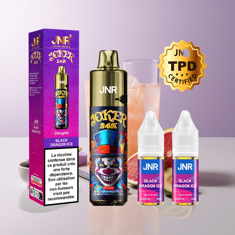 JNR Joker 24000 Puffs Dragón Negro Hielo 2% Nicotina Chile Por Mayor