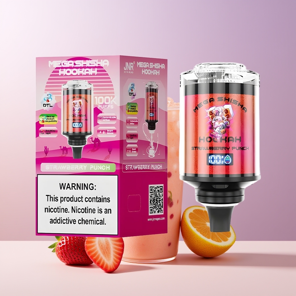 JNR Mega Shisha Hookah 100K Fresa Golpe Pantalla Inteligente Chile Por Mayor