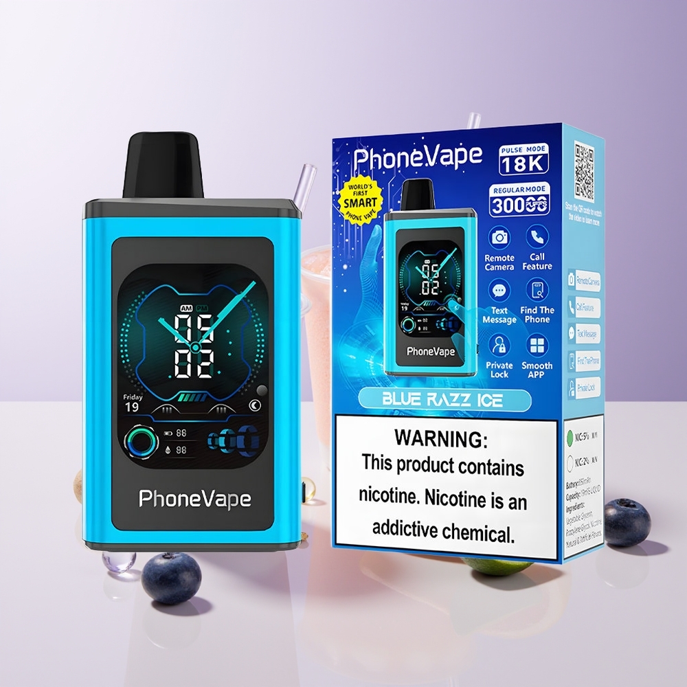 JNR PhoneVape 30000 Puffs Vape Arándano Azul Helado Pantalla Completa Chile Por Mayor