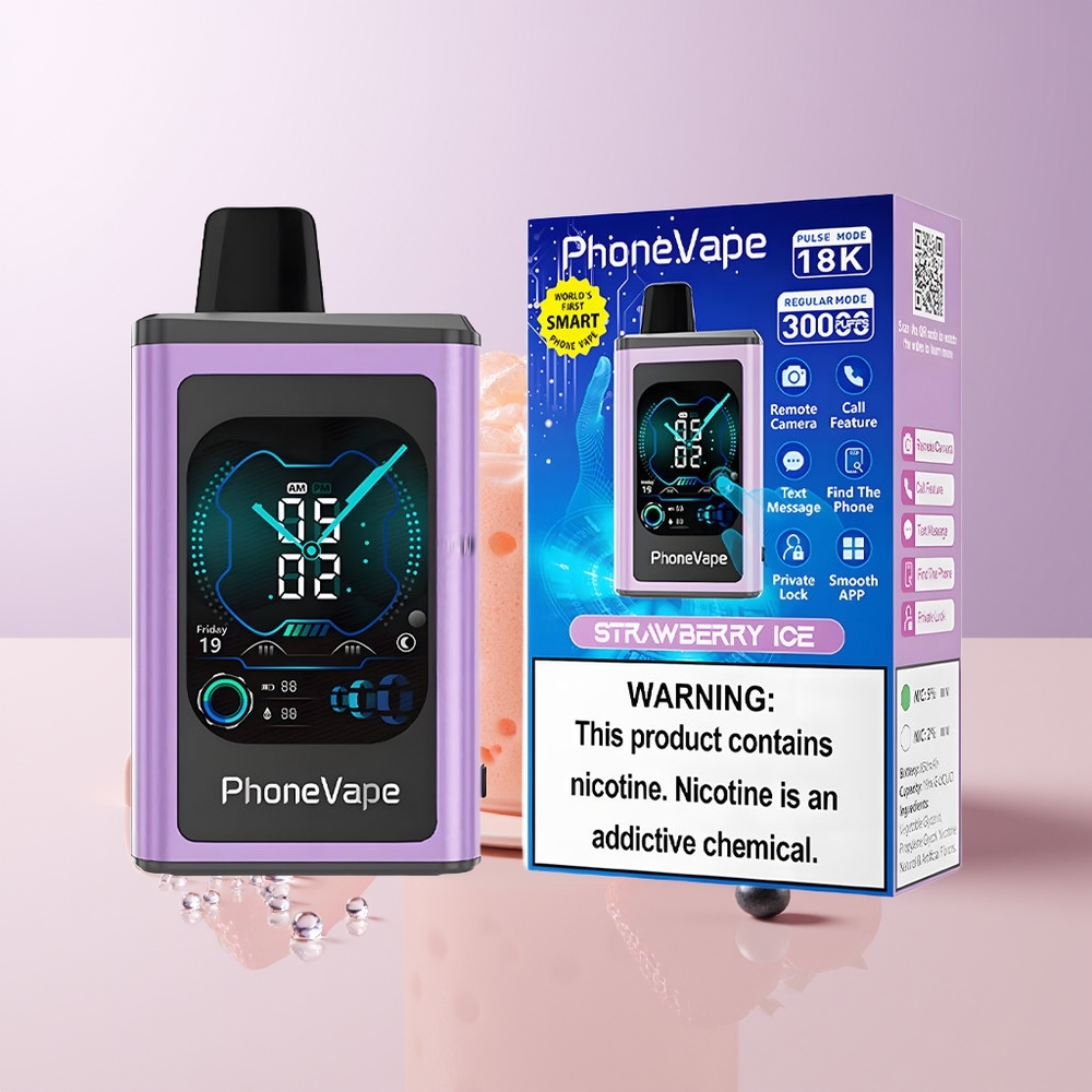 JNR PhoneVape 30000 chupadas Fresa Helada Pantalla Completa Chile Por Mayor