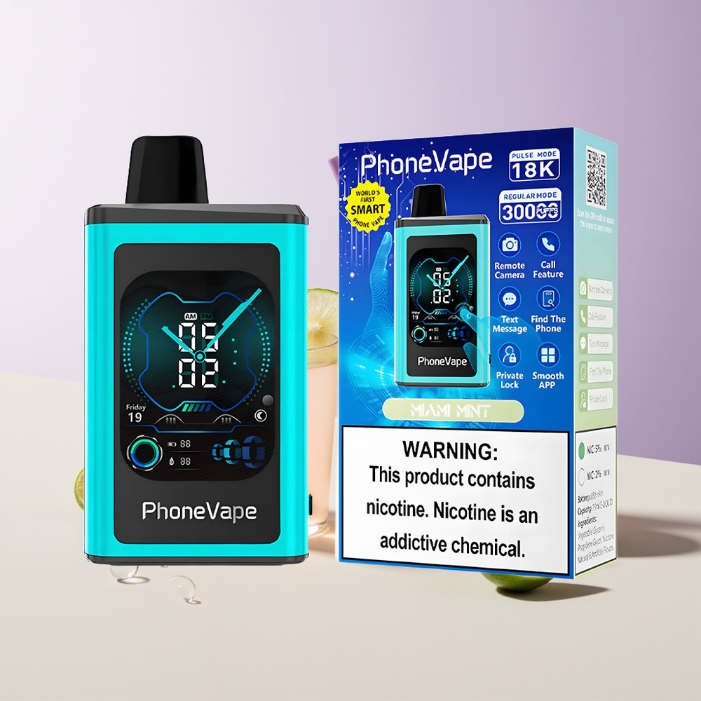 JNR PhoneVape 30000 chupadas Menta de Miami Batería Recargable Chile Por Mayor