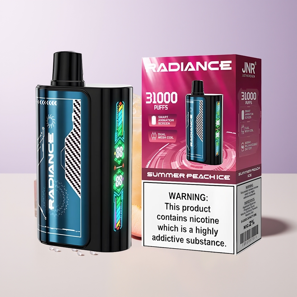 JNR Radiance 31000 Puffs Melocotón de Verano con Hielo Pantalla Inteligente Chile Por Mayor