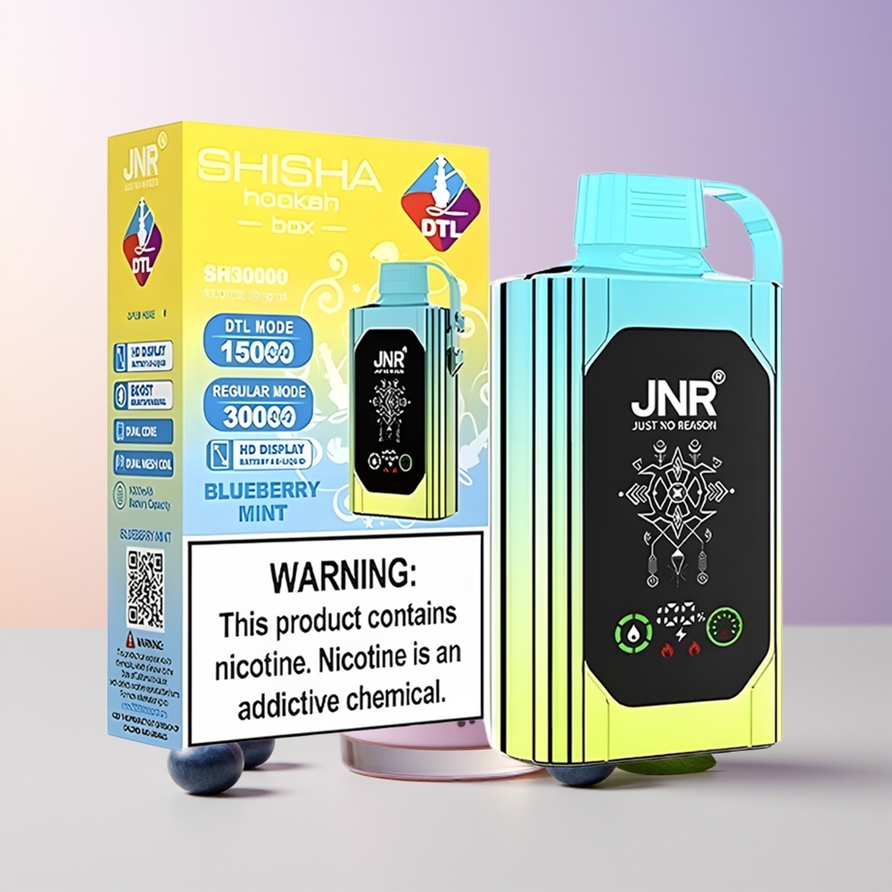 JNR Shisha Hookah Box 20500 Puffs Arándano Menta Dual Mesh Coil Chile Por Mayor