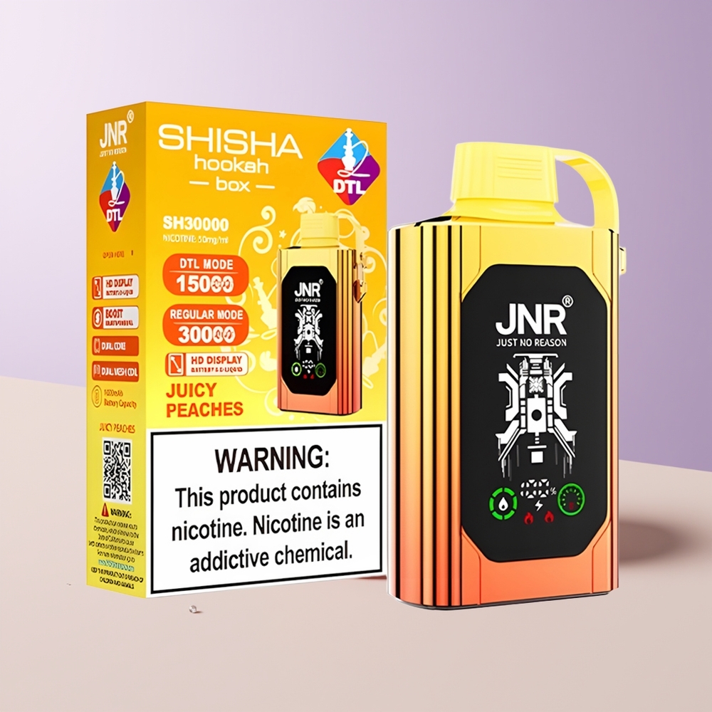 JNR Shisha Hookah Box 20500 Puffs Melocotones Jugosos Dual Mesh Coil Chile Por Mayor