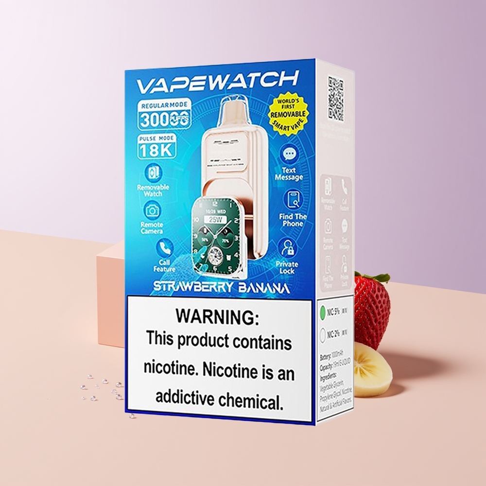 JNR VapeWatch 30000 Boquillas Fresa Plátano Carga Rápida Tipo-C Chile Por Mayor