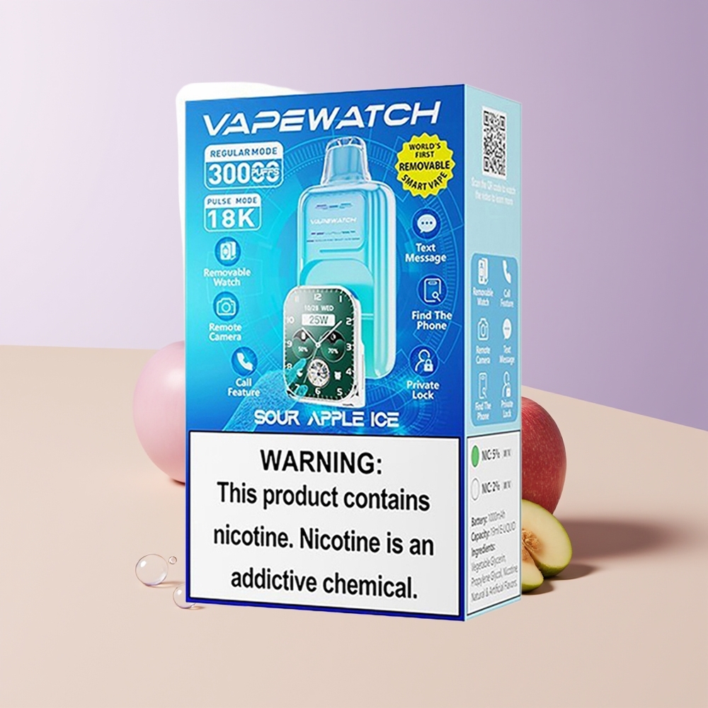 JNR VapeWatch 30000 Puffs Manzana Ácida Helada Dual Mesh Coil Chile Por Mayor