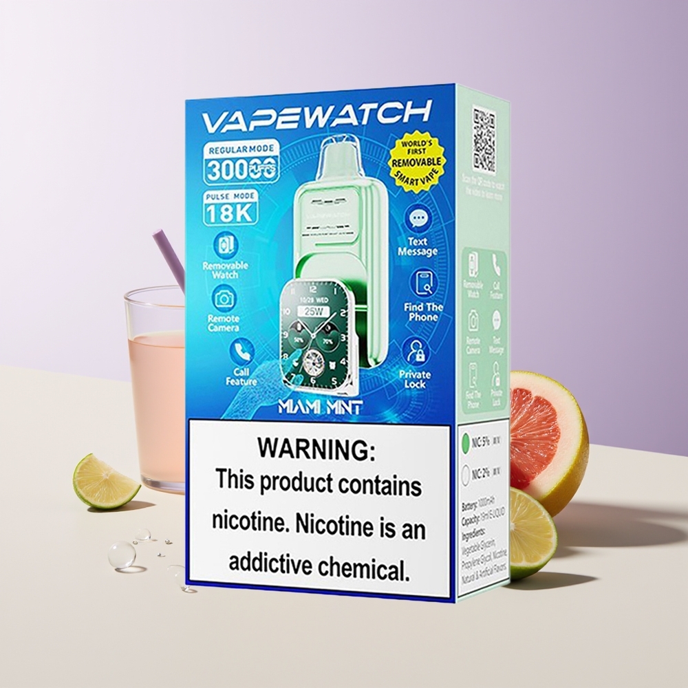 JNR VapeWatch 30000 Puffs Menta de Miami Dual Mesh Coil Chile Por Mayor