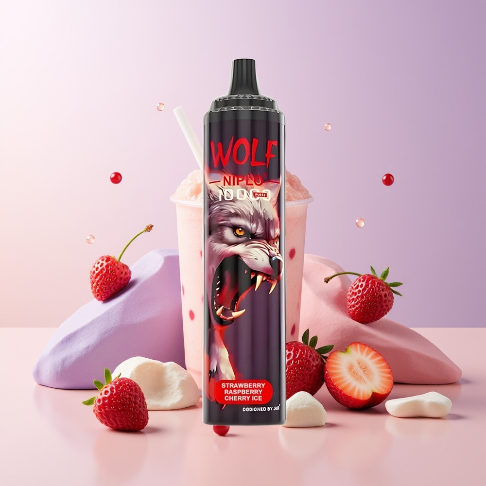 JNR Wolf Niplo 10000 Puffs Fresa Frambuesa Cereza Hielo 650mAh Chile Por Mayor