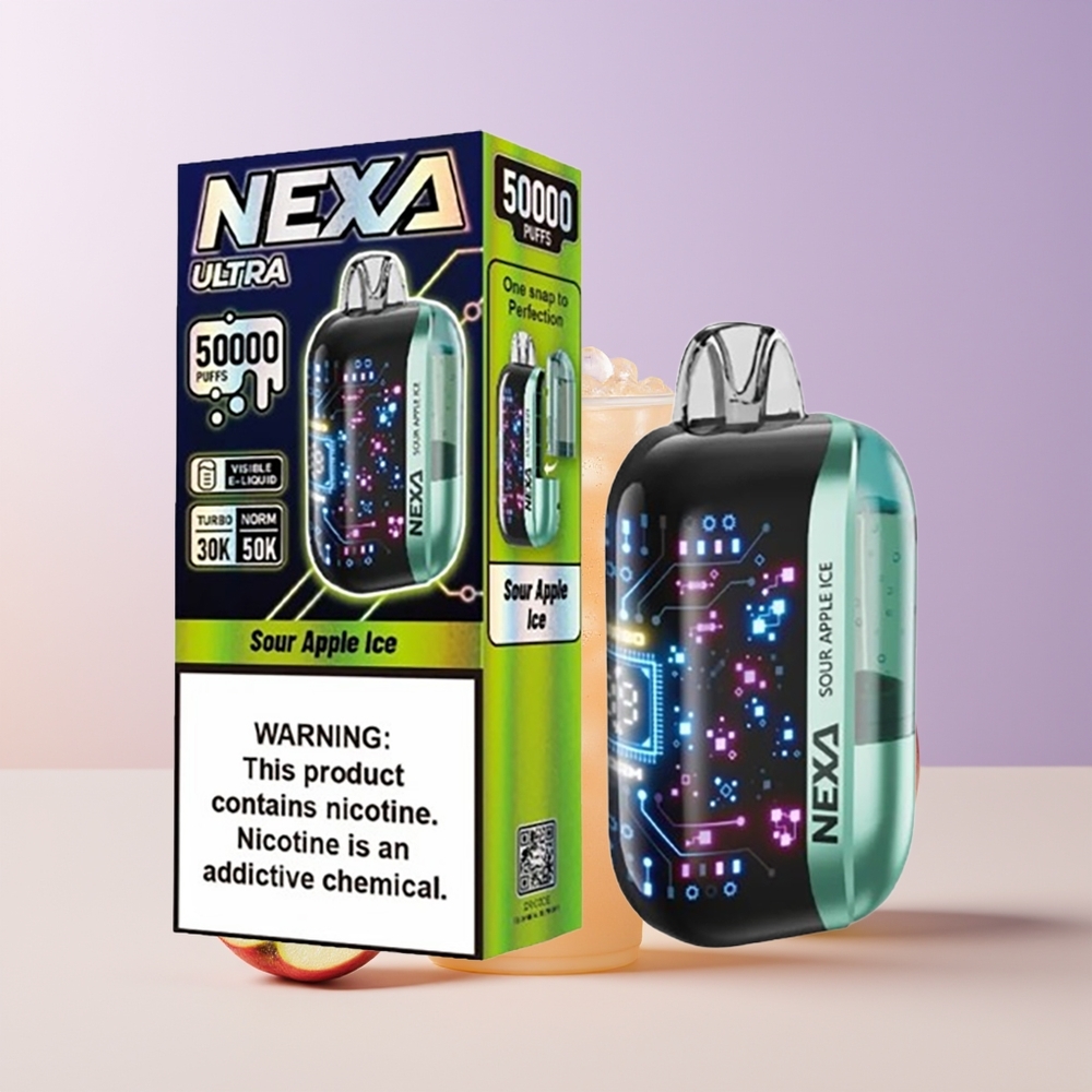 NEXA Ultra 50000 Puffs Manzana Ácida Helada Pantalla Curva 3D Chile Por Mayor