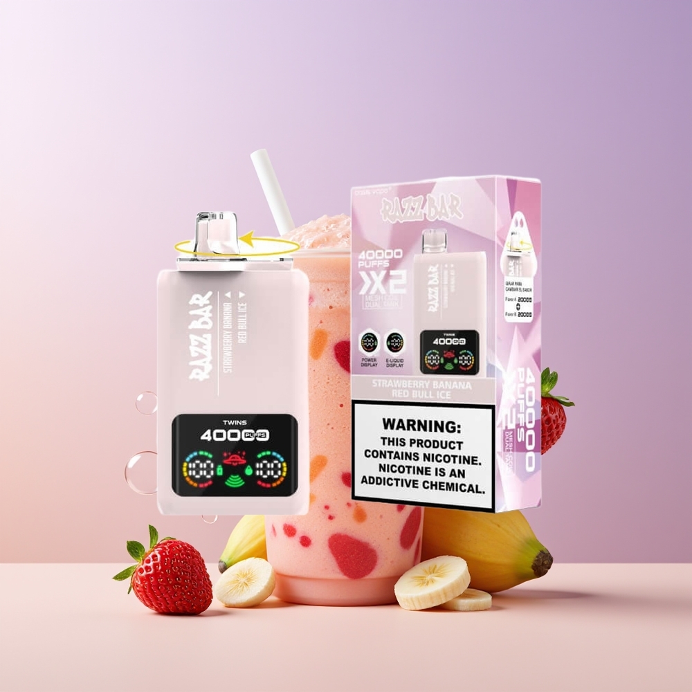 Razz Bar 40000 Puffs Fresa Banana - Toro Rojo Hielo Pantalla De Potencia Chile Por Mayor