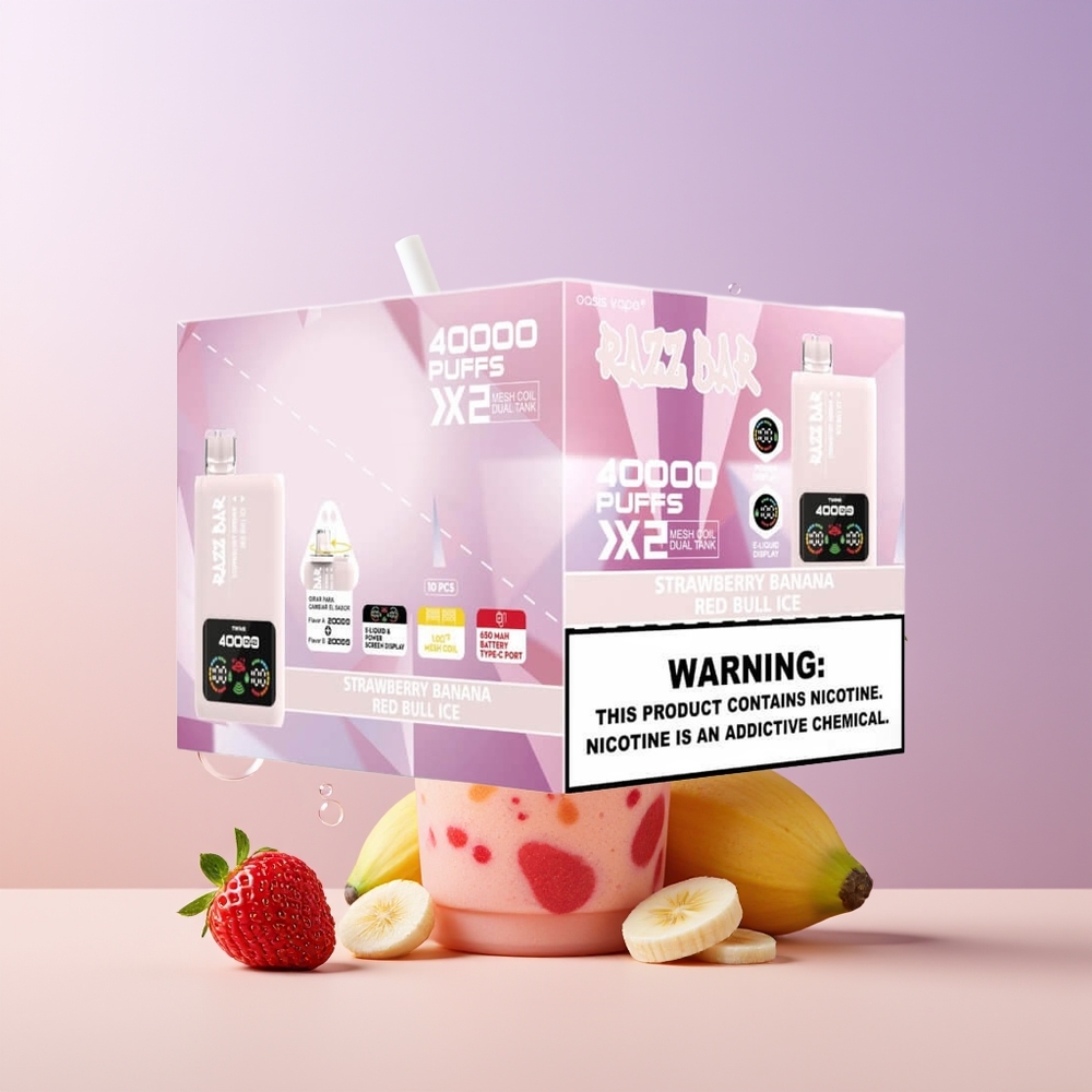 Razz Bar 40000 Puffs Fresa Banana - Toro Rojo Hielo Pantalla De Potencia Chile Por Mayor