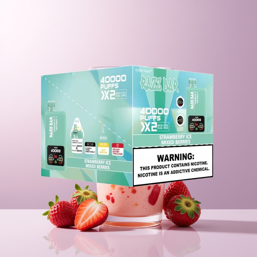 Razz Bar 40000 Puffs Fresa Helada - Frutos Rojos Pantalla Chile Por Mayor