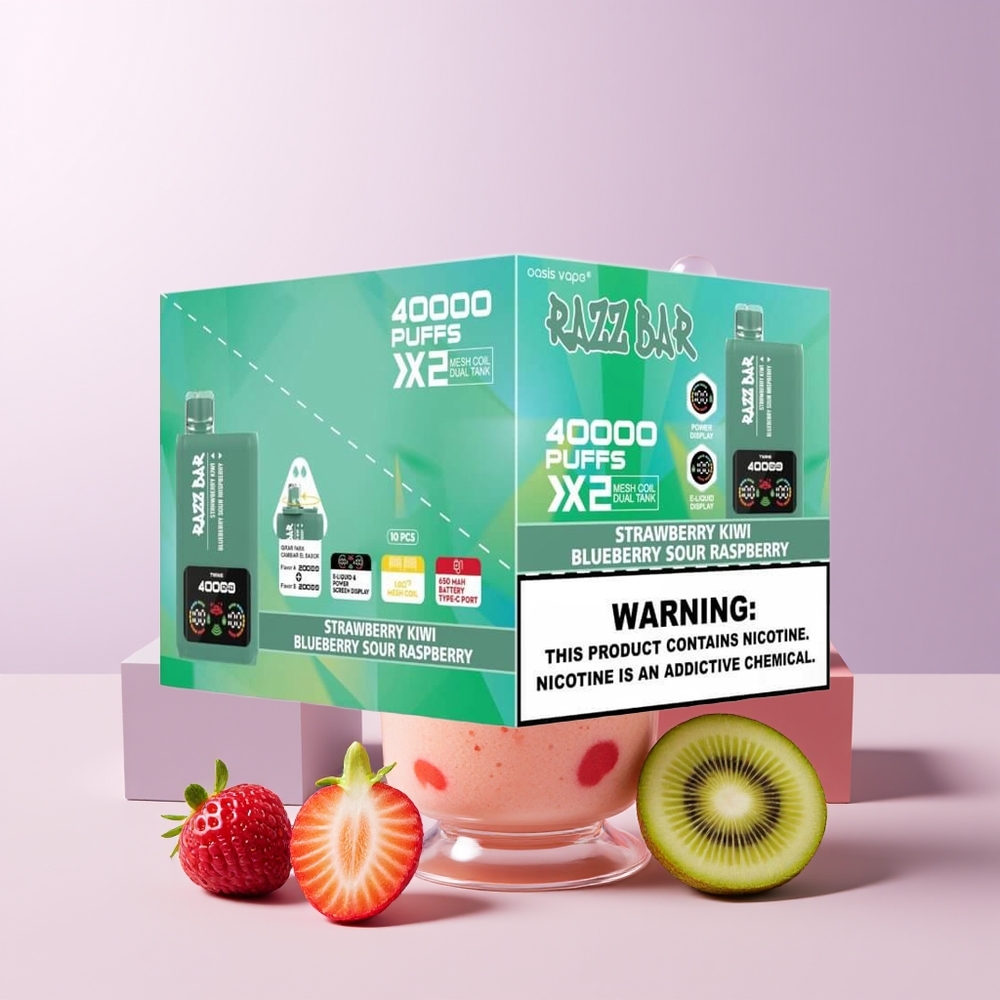 Razz Bar 40000 Puffs Fresa Kiwi - Arándano Agrio Frambuesa Pantalla de Potencia Chile Por Mayor