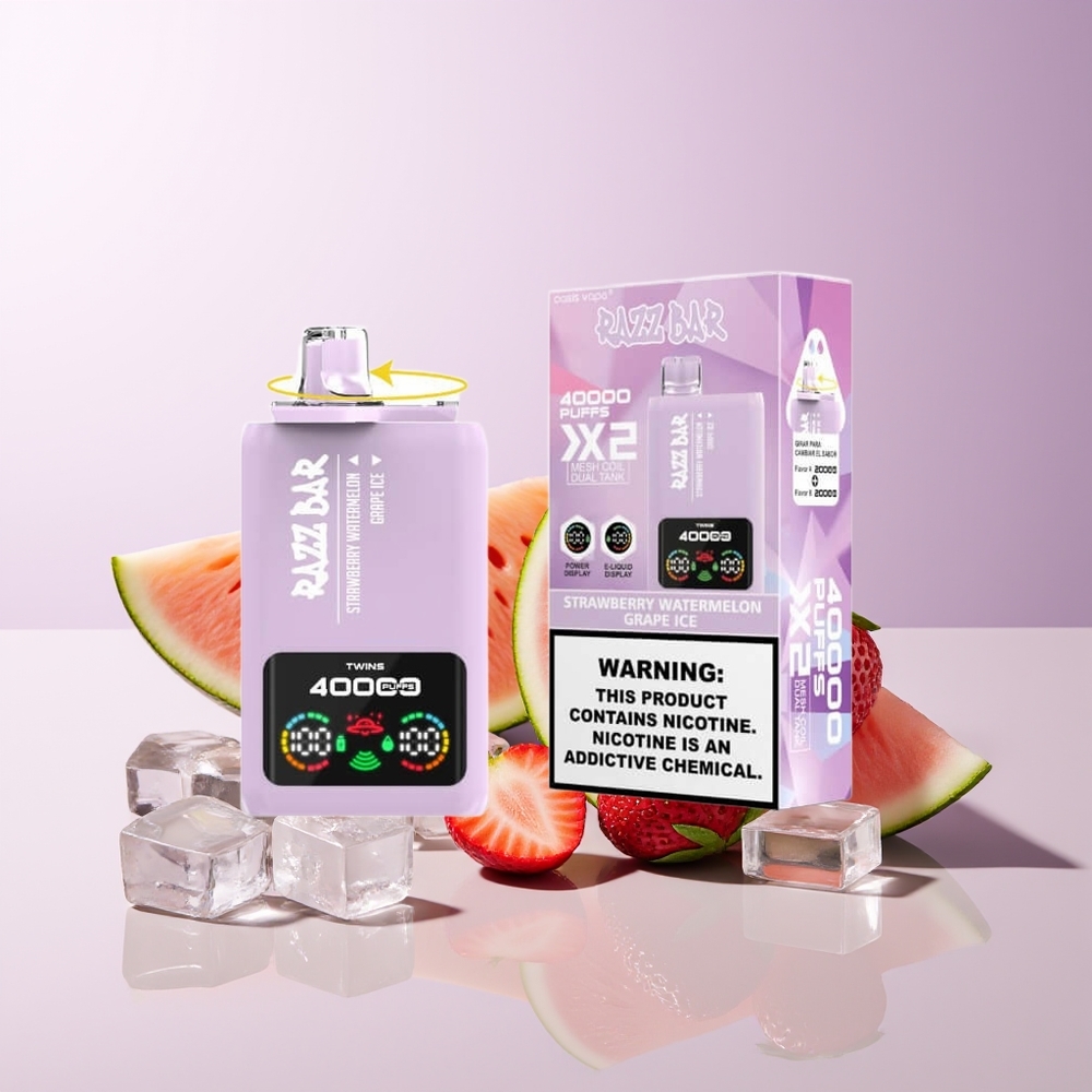 Razz Bar 40000 Puffs Fresa Sandía - Uva Hielo Pantalla de Potencia Chile Por Mayor