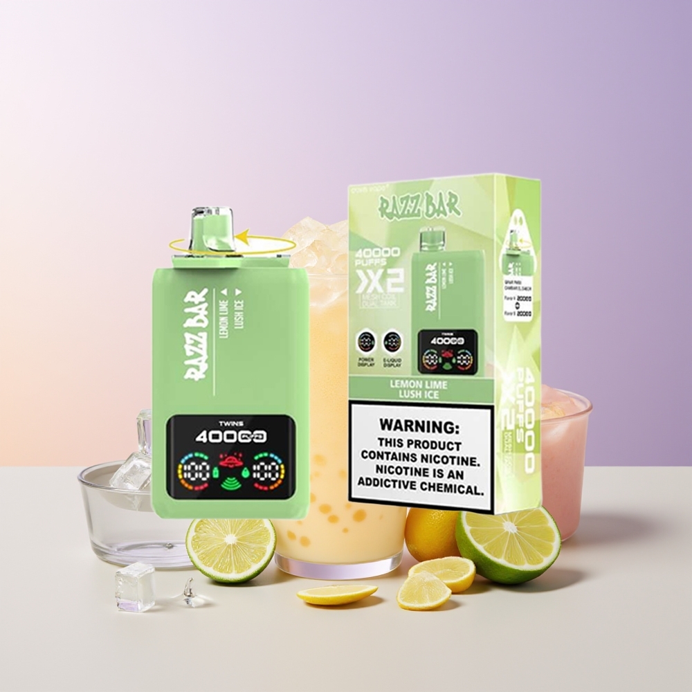 Razz Bar 40000 Puffs Vape Desechable Limón Lima - Lush Ice Pantalla de Potencia Chile Por Mayor