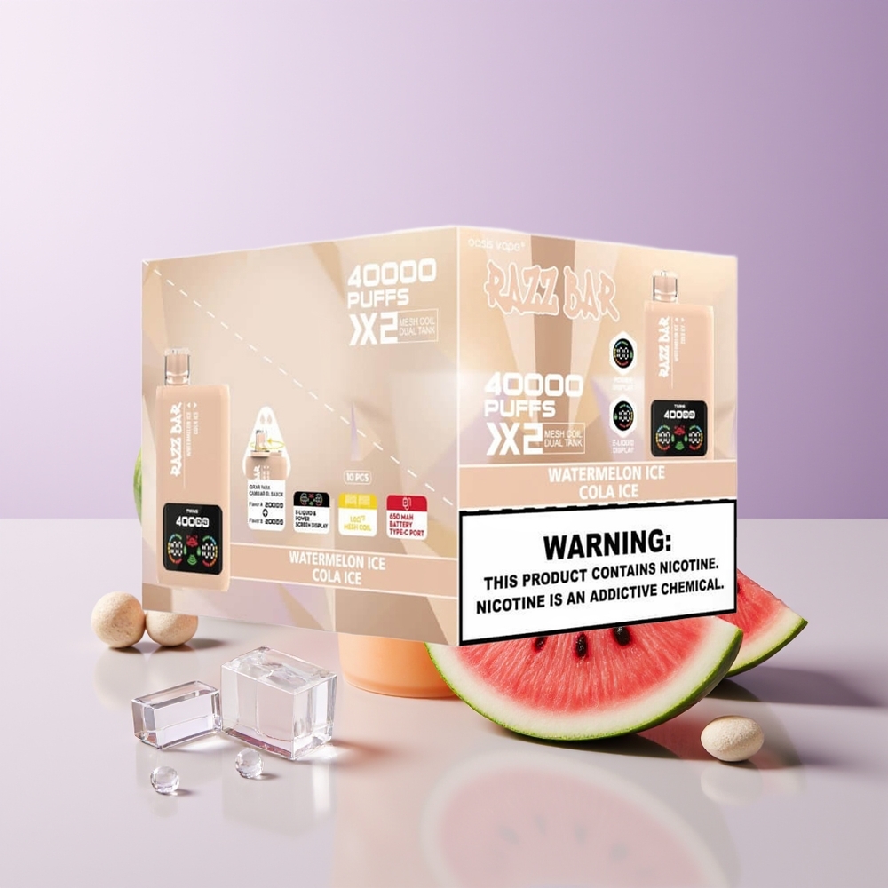 Razz Bar 40000 Puffs Vape Desechable Sandía Hielo - Cola Hielo 5% Nicotina Chile Por Mayor
