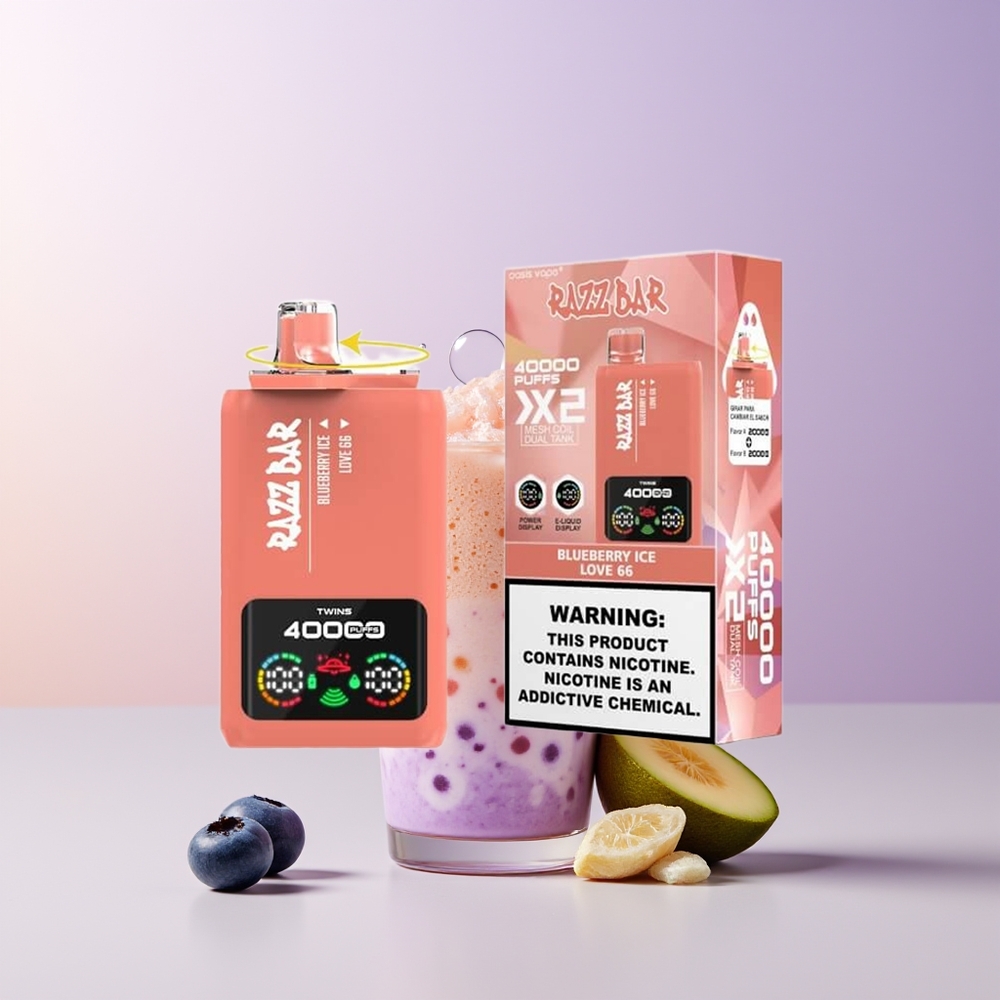 Razz Bar 40000 Puffs Vape Disposable Arándano Hielo - Love 66 Tipo-C Chile Por Mayor