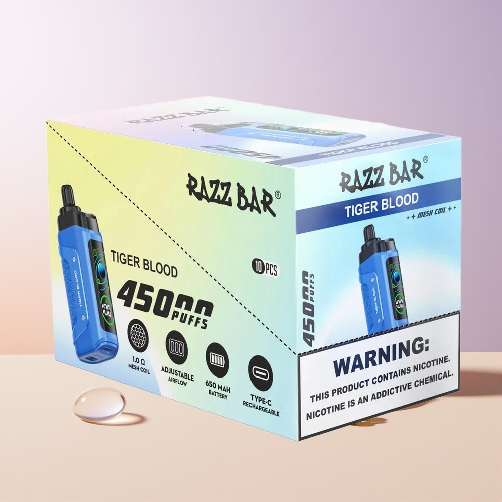 Razz Bar 45000 Bocanadas Vape Desechable Sangre de Tigre Tipo-C Recargable Chile Por Mayor