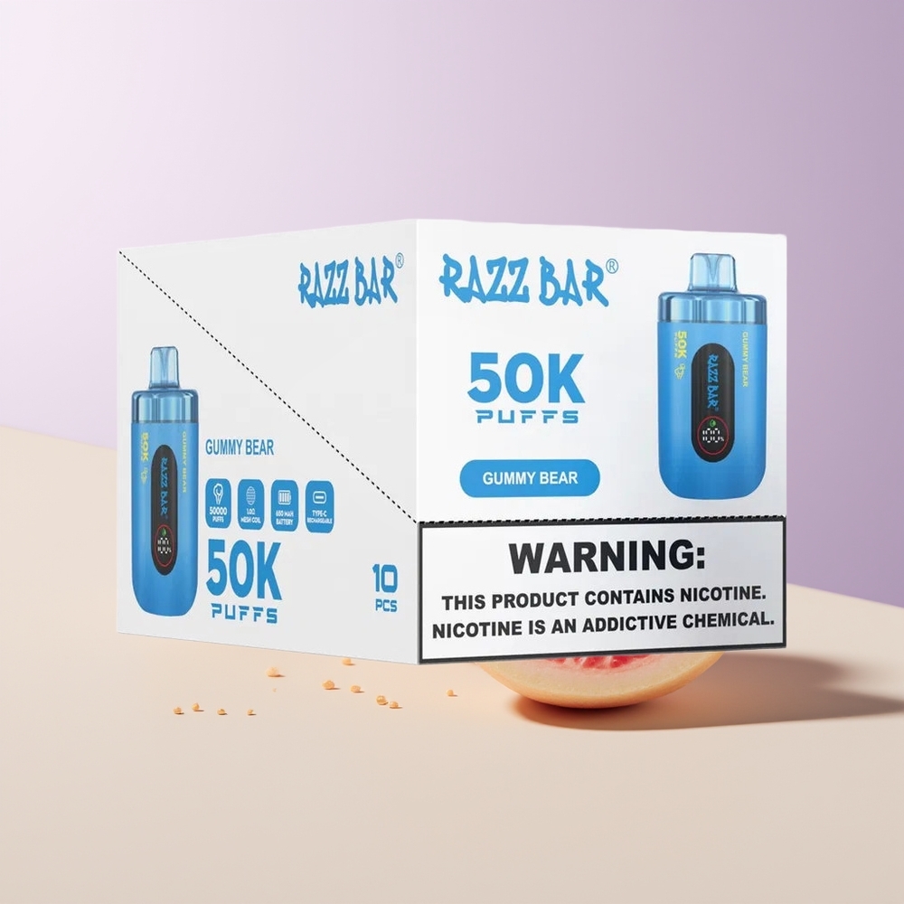 Razz Bar 50K Chicle de Oso Vape Desechable Tipo-C Recargable Chile Por Mayor