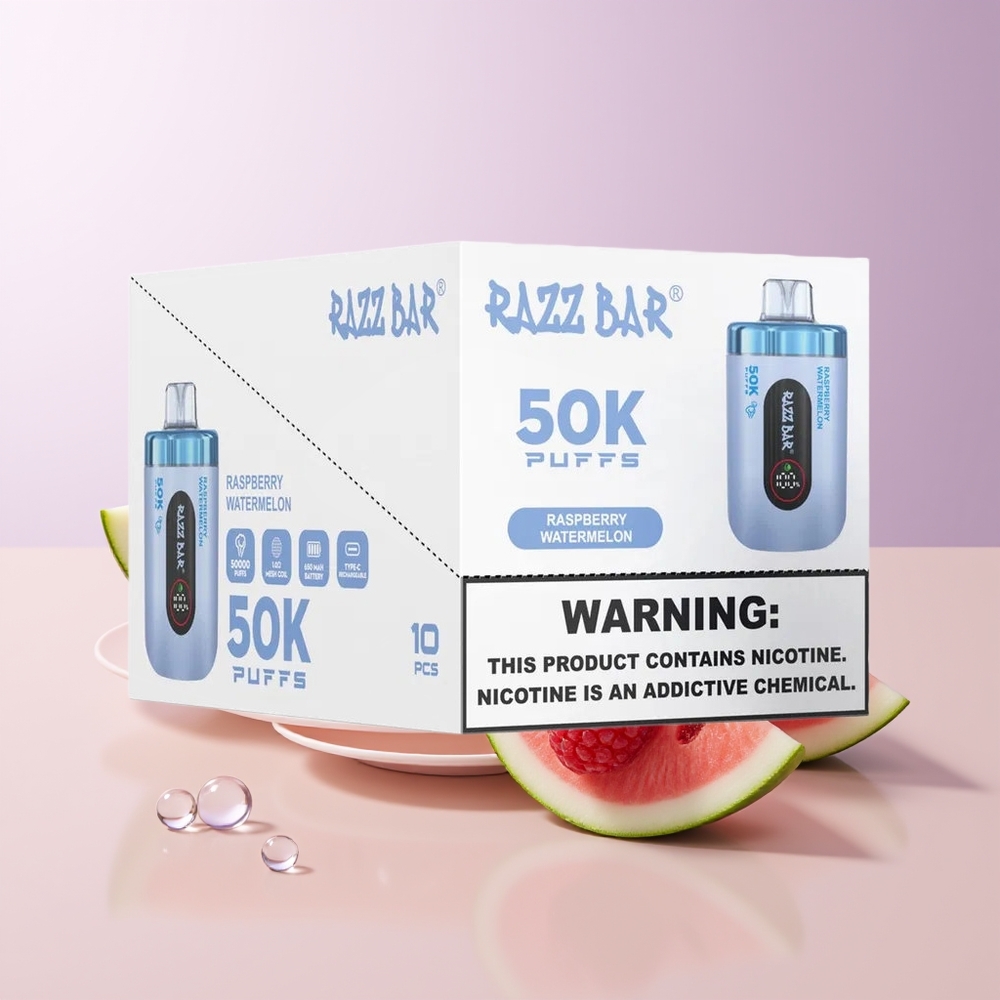 Razz Bar 50K Puffs Frambuesa Sandía 1.0 Ohm Chile Por Mayor