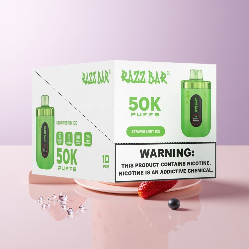 Razz Bar 50K Puffs Fresa Helada 1.0 Ohm Chile Por Mayor