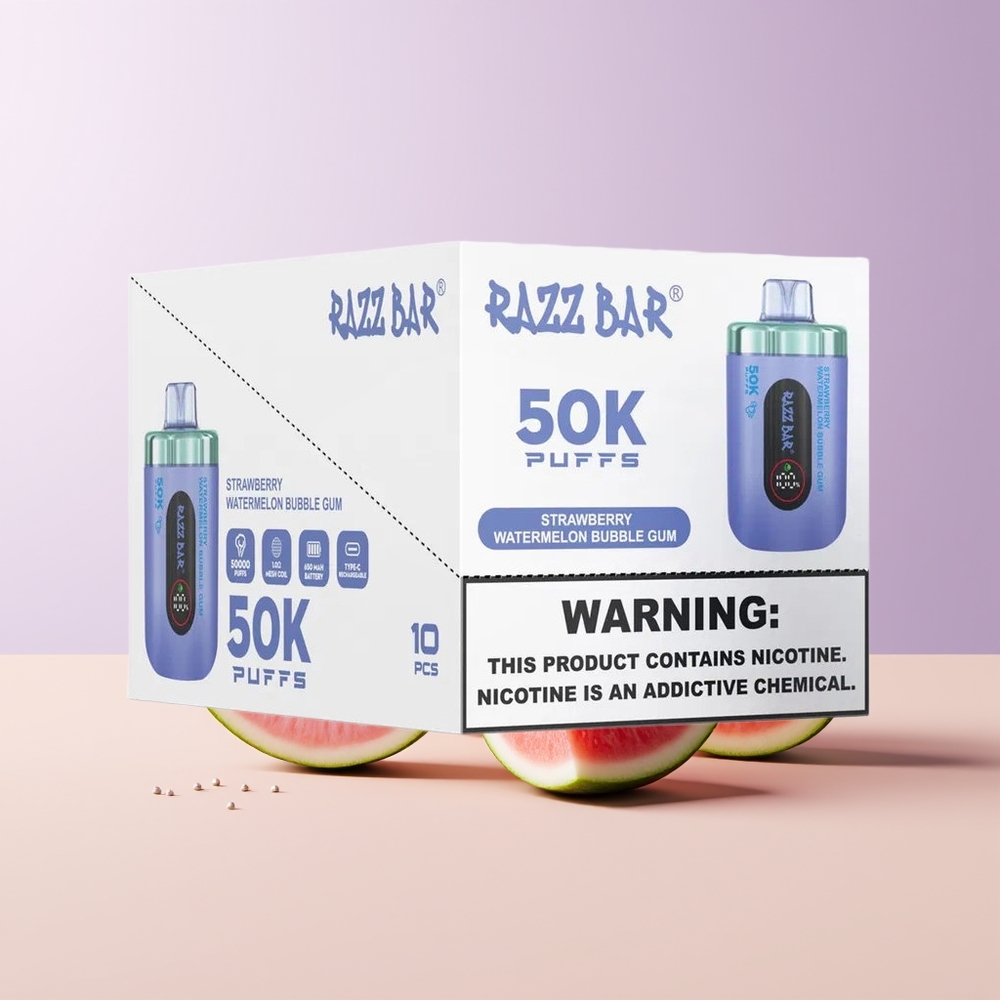 Razz Bar 50K Puffs Fresa Sandía Chicle 1.0 Ohm Mesh Coil Chile Por Mayor