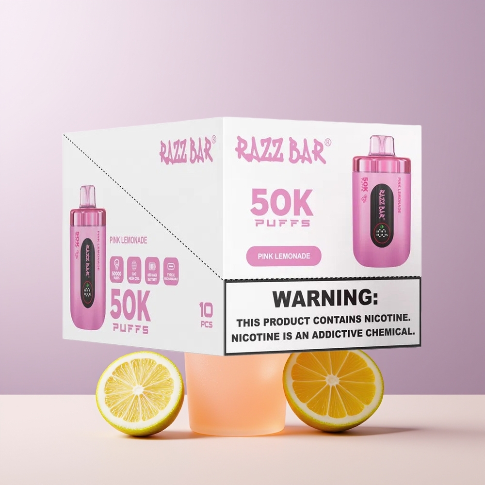 Razz Bar 50K Puffs Rosa Limonada Vape Desechable Chile Por Mayor