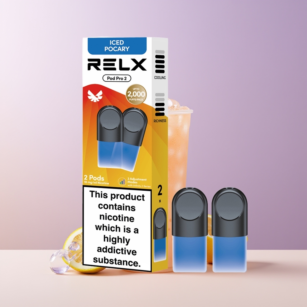 RELX Pod Pro 2 600 Bocanadas Bebida-Helada Pocary 3 Ajustes de Voltaje Chile Por Mayor