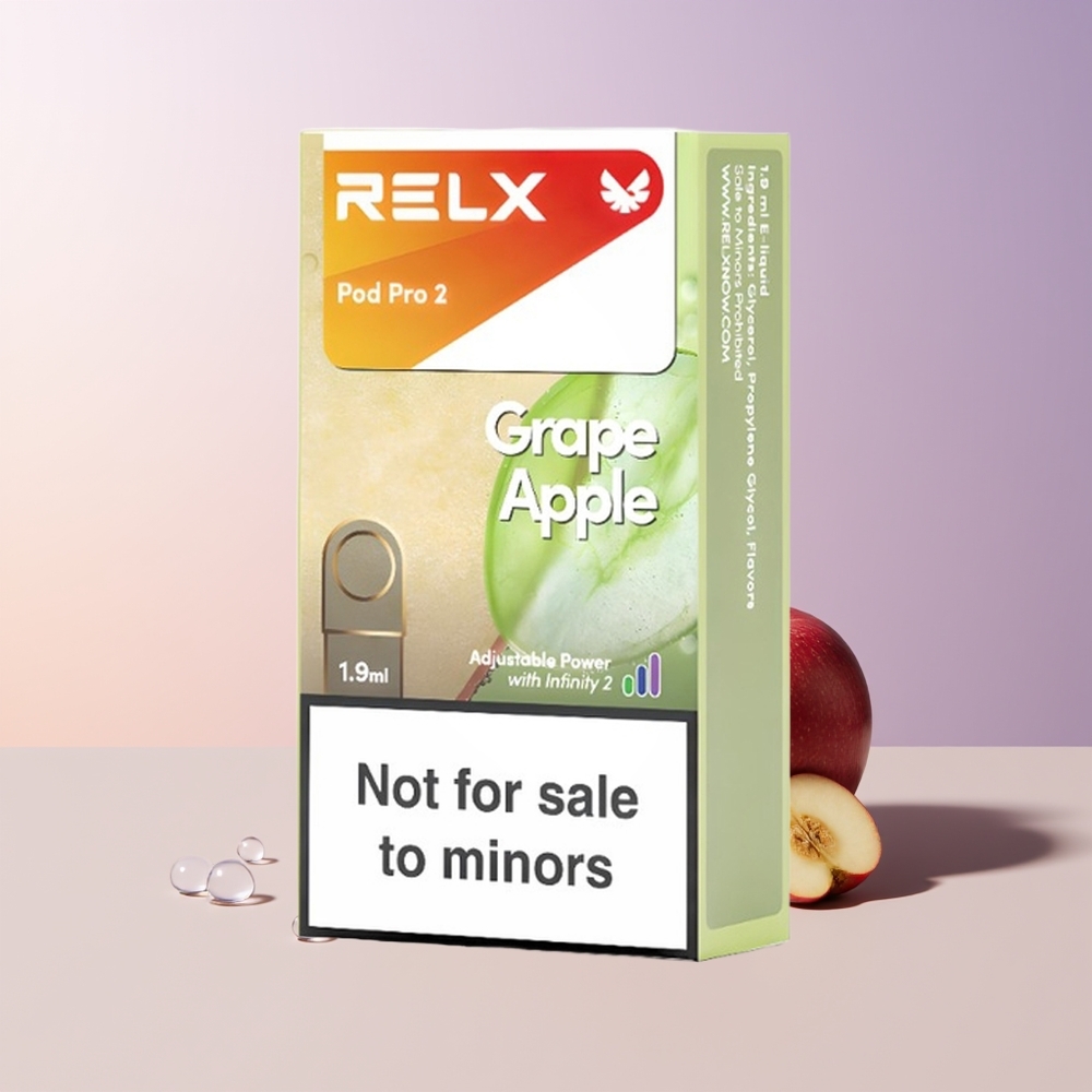 RELX Pod Pro 2 600 Bocanadas Uva Manzana 3 Ajustes de Voltaje Chile Por Mayor