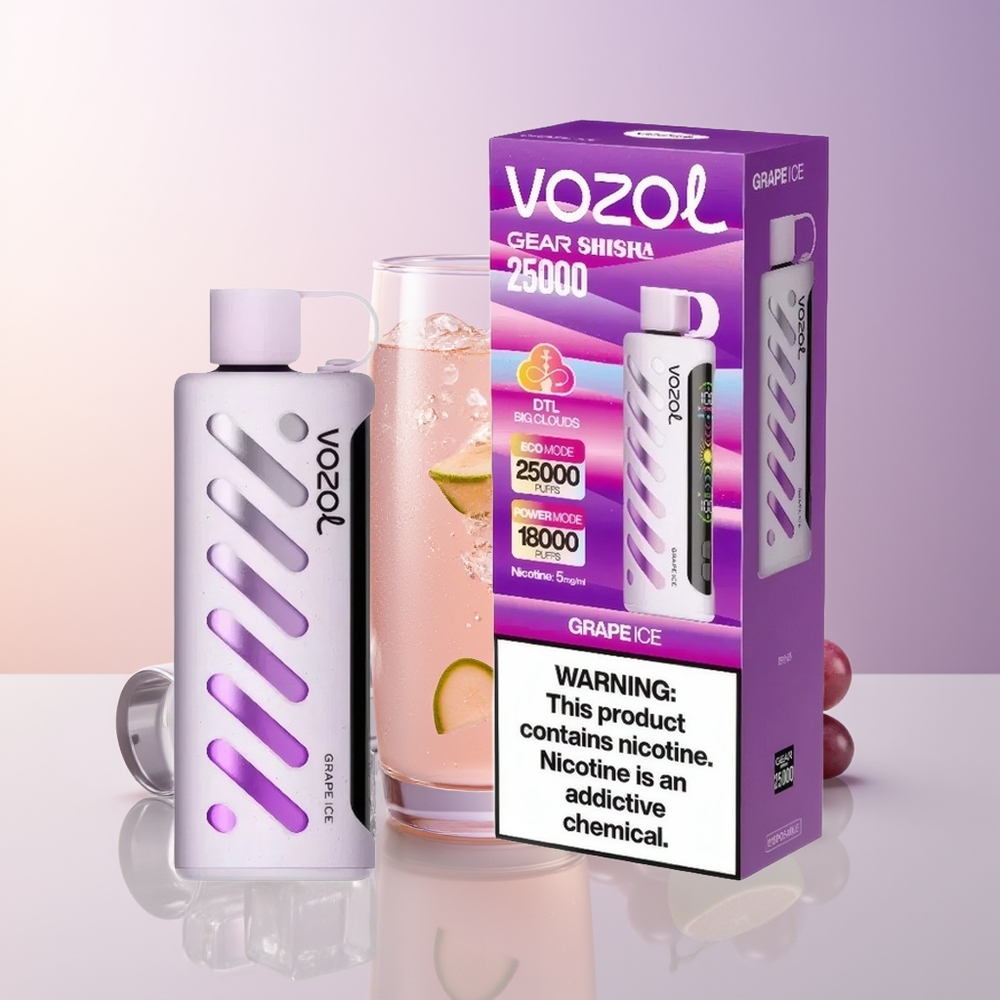 VOZOL Gear Shisha 25000 Puffs Vape Uva Helada Dual Mesh Chile Por Mayor