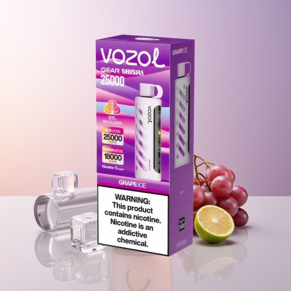 VOZOL Gear Shisha 25000 Puffs Vape Uva Helada Dual Mesh Chile Por Mayor